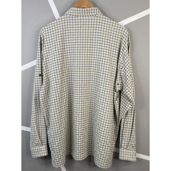 LL Bean Outdoors Textured Long Sleeve Shirt Camping Men’s L Reg Khaki Check - Picture 2 of 16